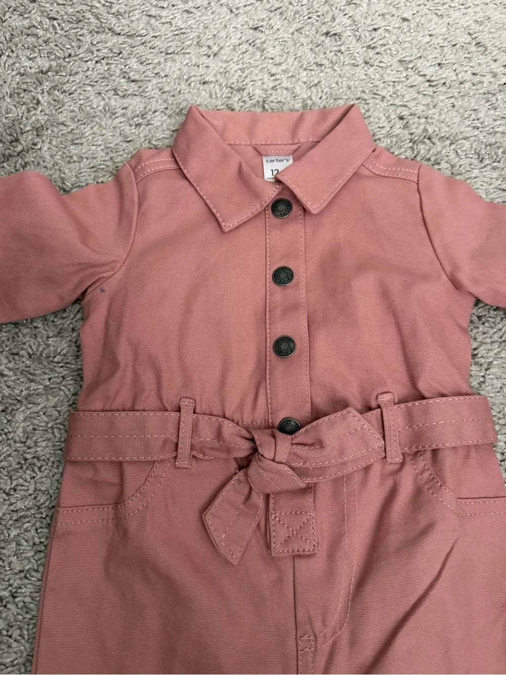 Carter’s Baby Girl Pink Belted Jumpsuit NWT